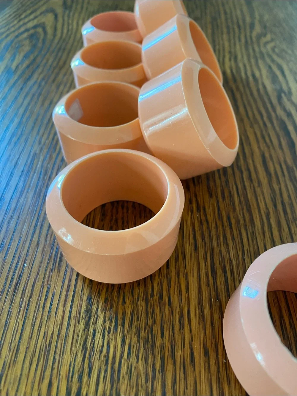 Vintage Post Modern 1980s Audrey Peach Napkin Rings, Set of Eight
